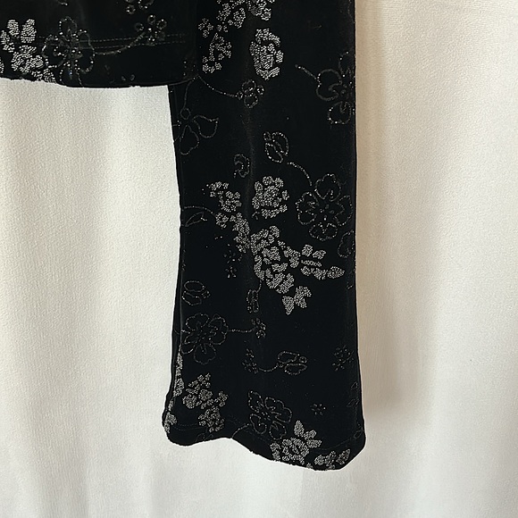 CDC Elegant Black Velvet Glittery Floral Long Sleeve Bolero Jacket Coat *Sz 12* - Picture 5 of 6